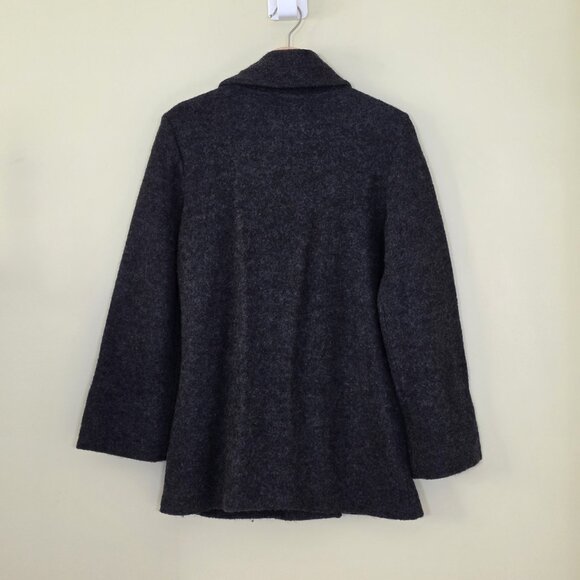 Paul Costelloe Cardigan Womens 10 Grey Assymetric Shawl Collar LS Pockets Wool - Picture 2 of 16